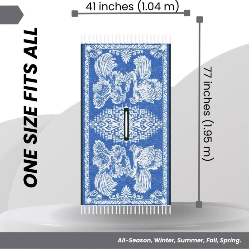 Poncho Artisans Bazaar 110 cm Gallo Azul Azteca