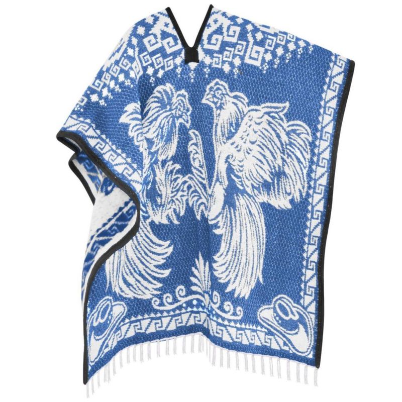 Poncho Artisans Bazaar 110 cm Gallo Azul Azteca