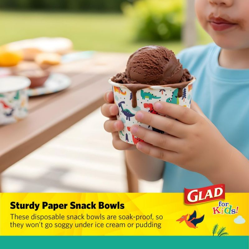 Tazones de papel Glad for Kids 177 ml Dinosaurios - Pack de 20