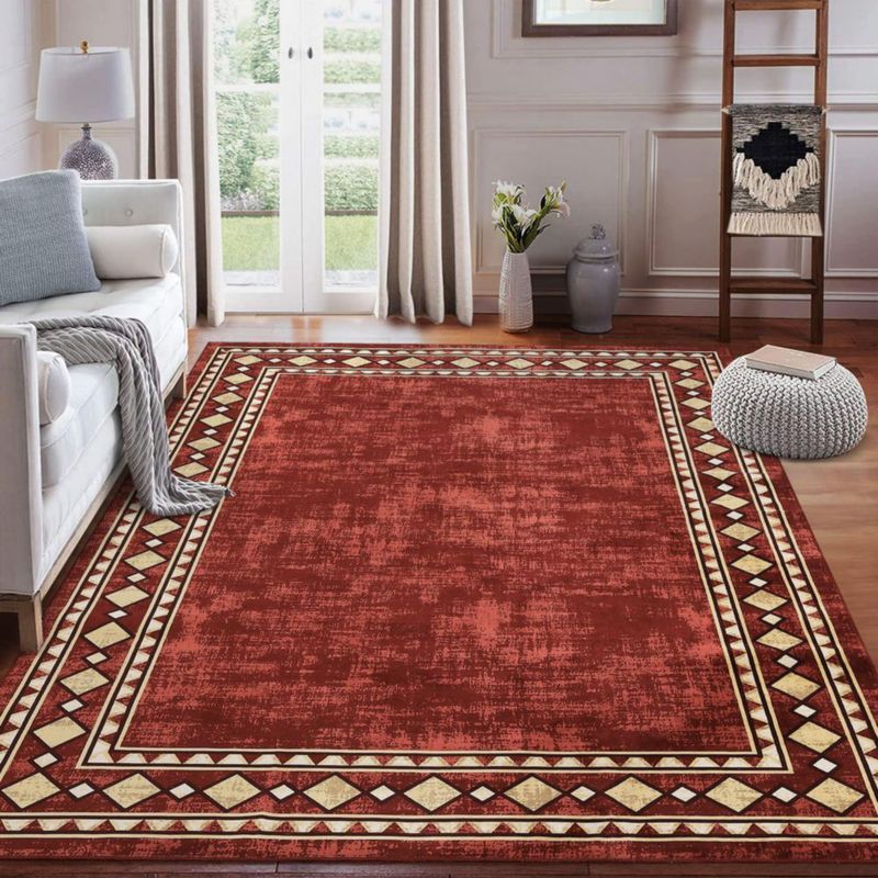 Alfombra de Área CAROMIO 122x183 cm Lavable Moderna Color Granate