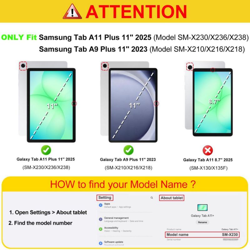 Funda Transparente FINTIE para Samsung Galaxy Tab A11+/A9+ de 11'' con Diseño de Mármol
