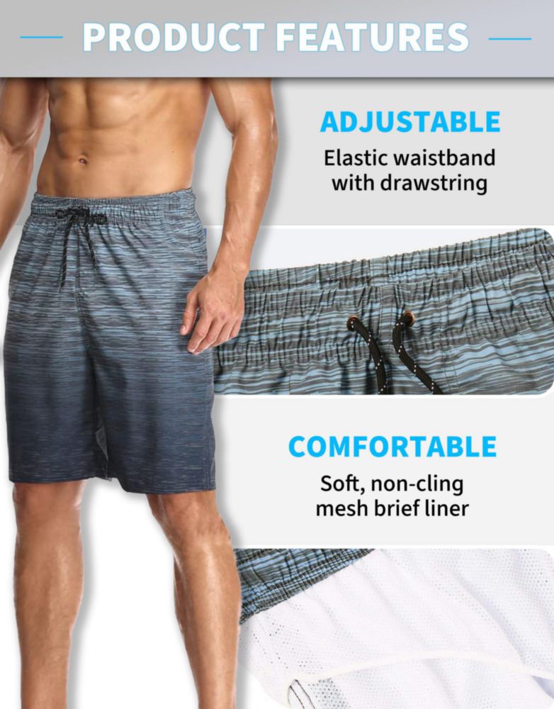 Bañador Flytop 3XL a rayas gris degradado con malla