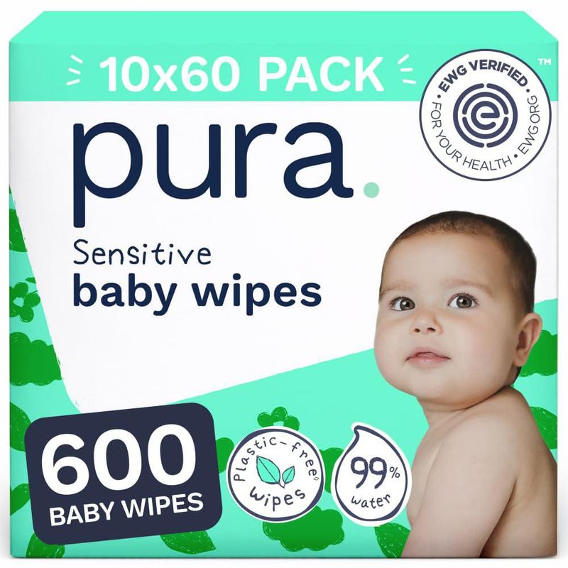 Toallitas Húmedas Pura 600 Unidades Sin Perfume para Piel Sensible con Aloe Vera
