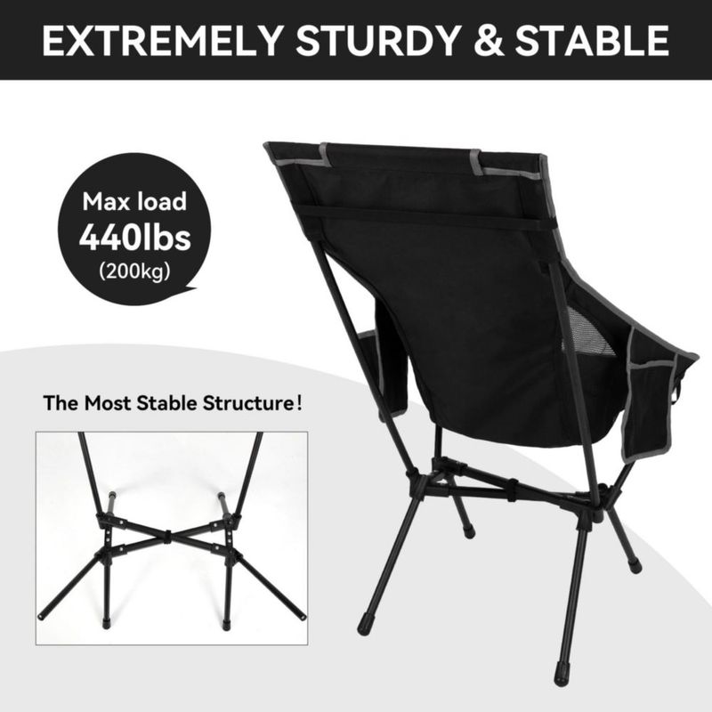 Juego de 2 sillas plegables Hikero 77x60x97 cm negro