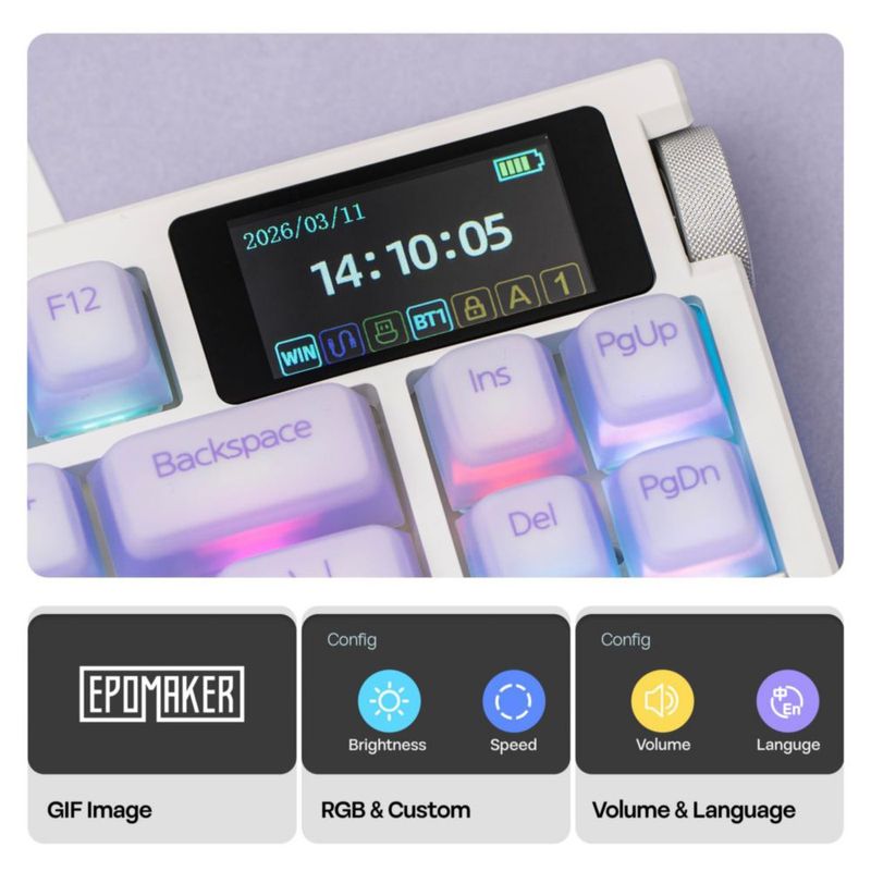 Teclado EPOMAKER G84 PRO Inalámbrico con Pantalla de 35 cm