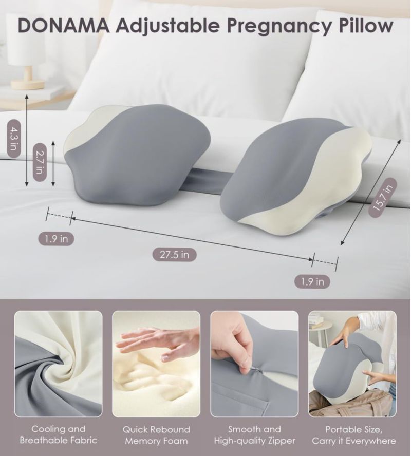 Almohada para Embarazadas DONAMA con Enfriamiento y Espuma de Memoria