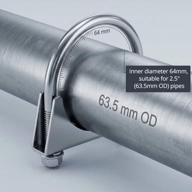 Abrazadera en U QWORK 635 mm Acero Galvanizado (Pack de 10)