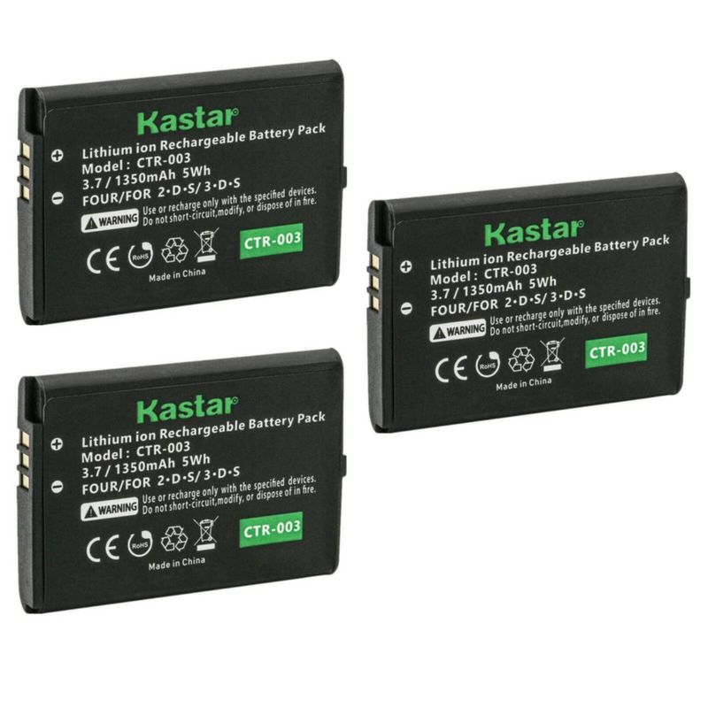 Batería Kastar CTR-003 paquete de 3 para Nintendo 3DS y 2DS