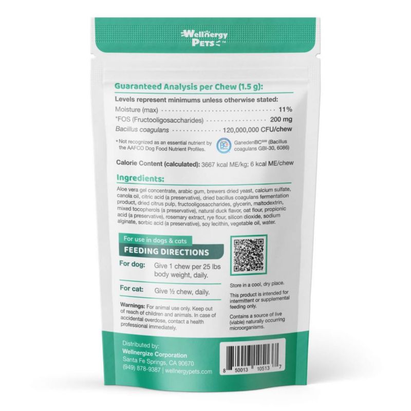 Snack blando probiótico Wellnergy Pets 60 unidades para la salud digestiva