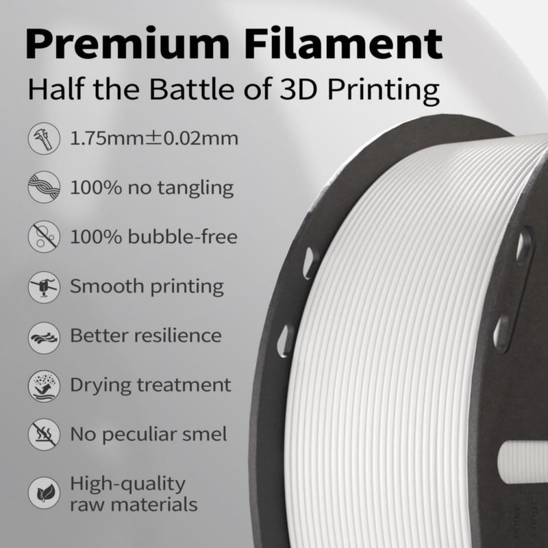 Filamento PLA Miailuy 175 mm blanco 1 kg ±002 mm