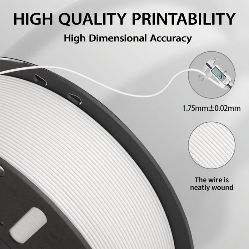 Filamento PLA Miailuy 175 mm blanco 1 kg ±002 mm