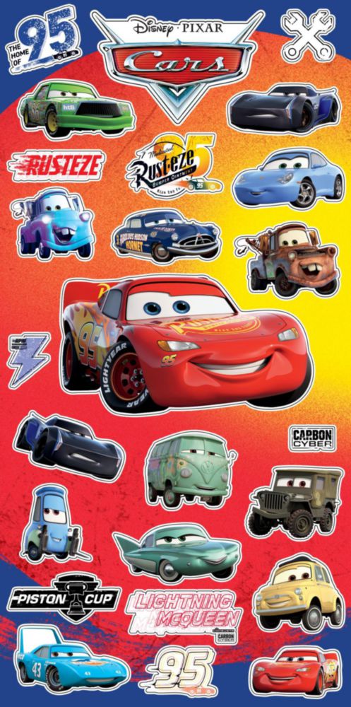 Pegatinas Disney Cars 12 Hojas - Recuerdos de Fiesta