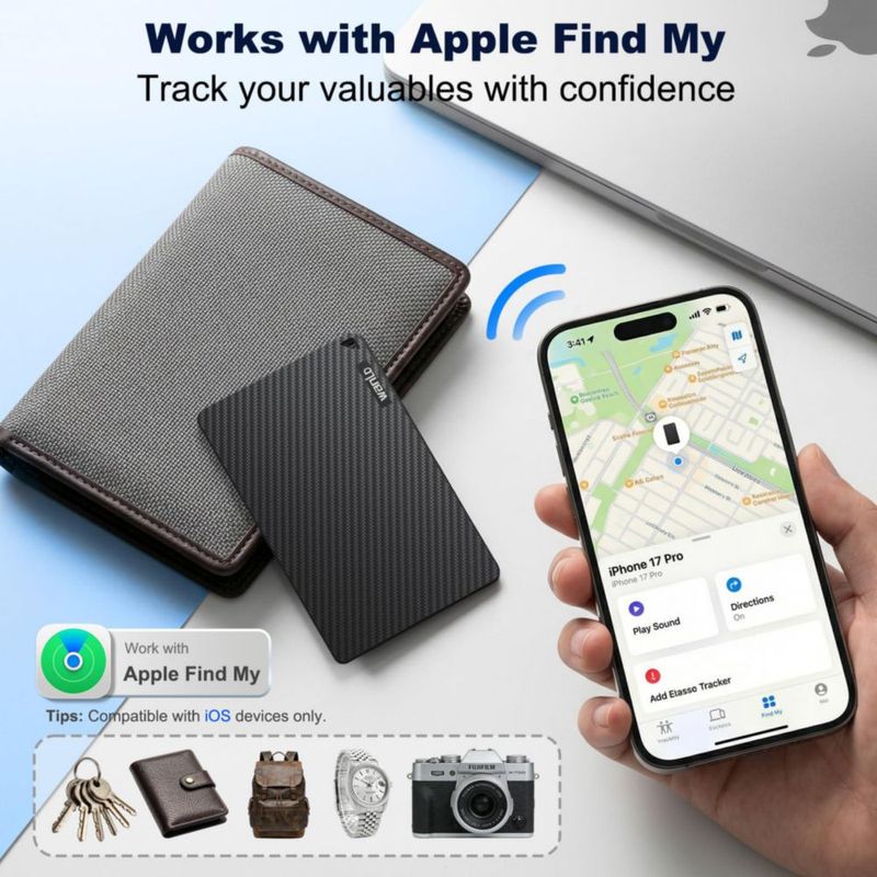Rastreador de Cartera WANLD para Apple Find My solo iOS