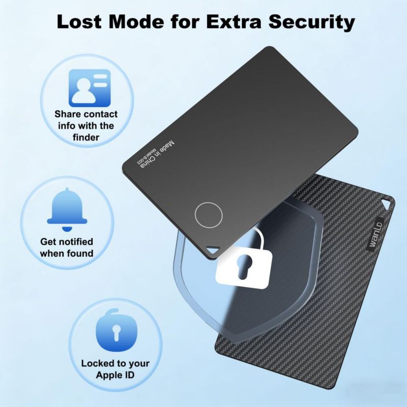Rastreador de Cartera WANLD para Apple Find My solo iOS