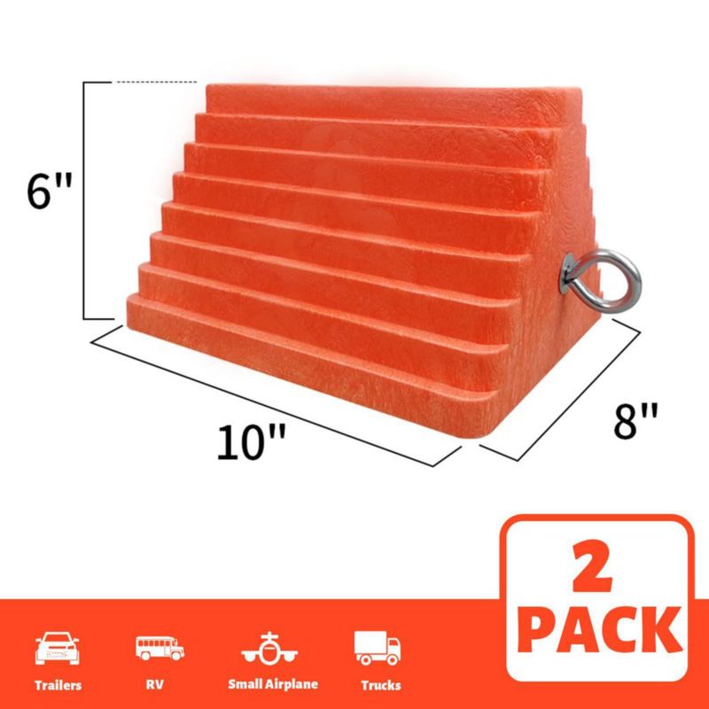 Cuñas para Ruedas ROBLOCK 2 pzas 25 cm Naranja con Perno de Ojo