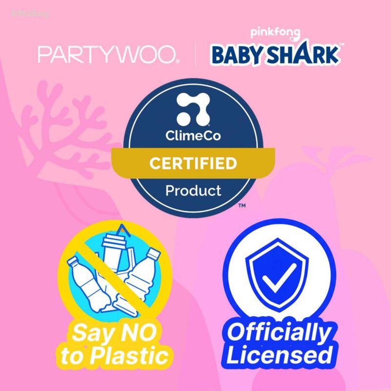 PartyWoo Globos de Foil Baby Shark 13 piezas Rosa con Estrellas