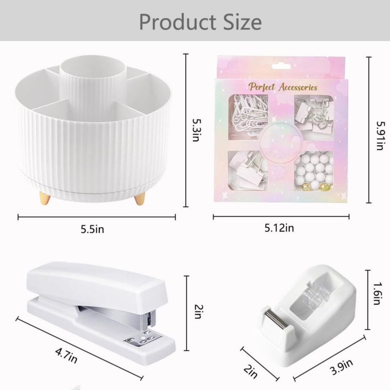 Organizador de escritorio giratorio suniya 11 piezas - Set de suministros de oficina blanco