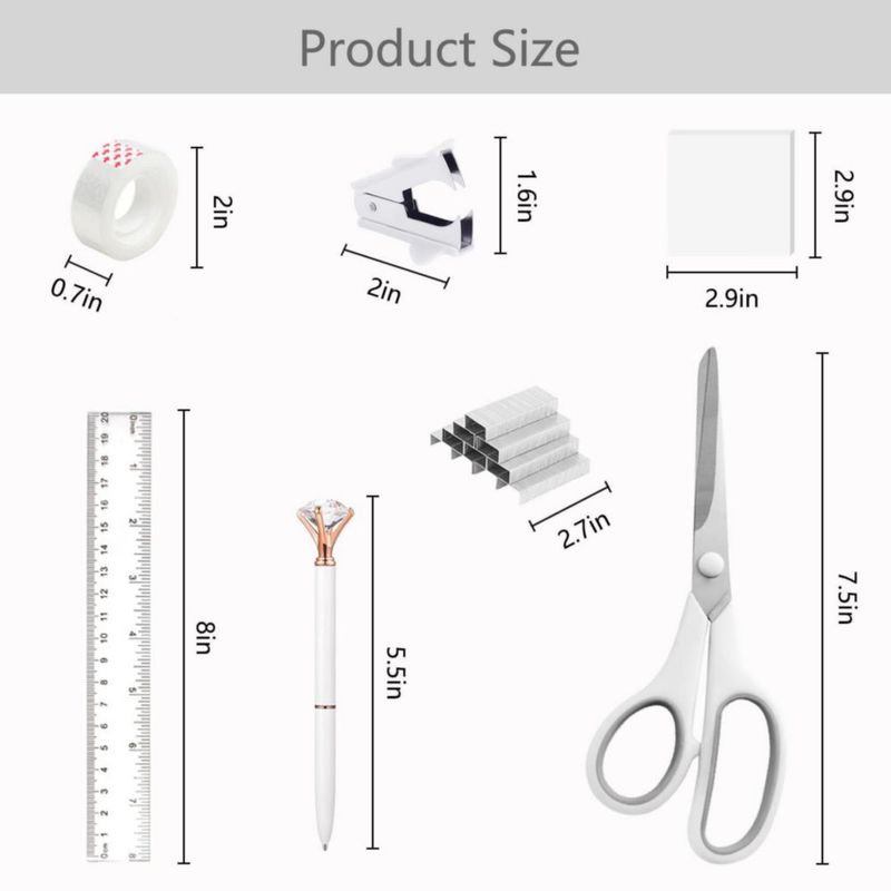 Organizador de escritorio giratorio suniya 11 piezas - Set de suministros de oficina blanco
