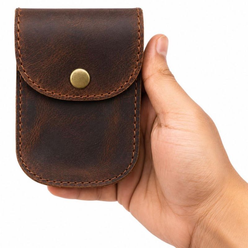 Funda de Cinturón PavinCrafter 8x10 cm Cuero Marrón Oscuro