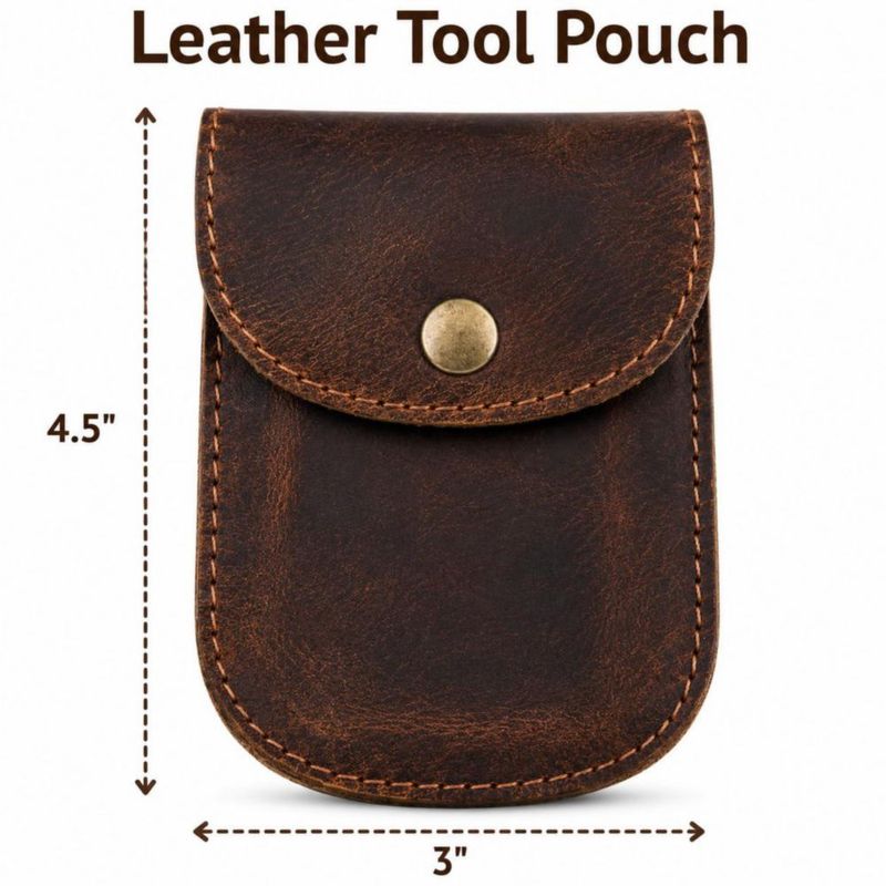 Funda de Cinturón PavinCrafter 8x10 cm Cuero Marrón Oscuro