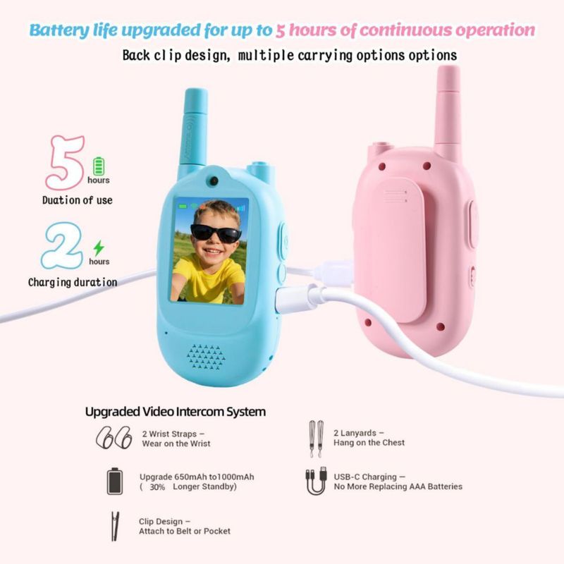 Walkie Talkies Zipvac 2 unidades con video chat alcance 500 m