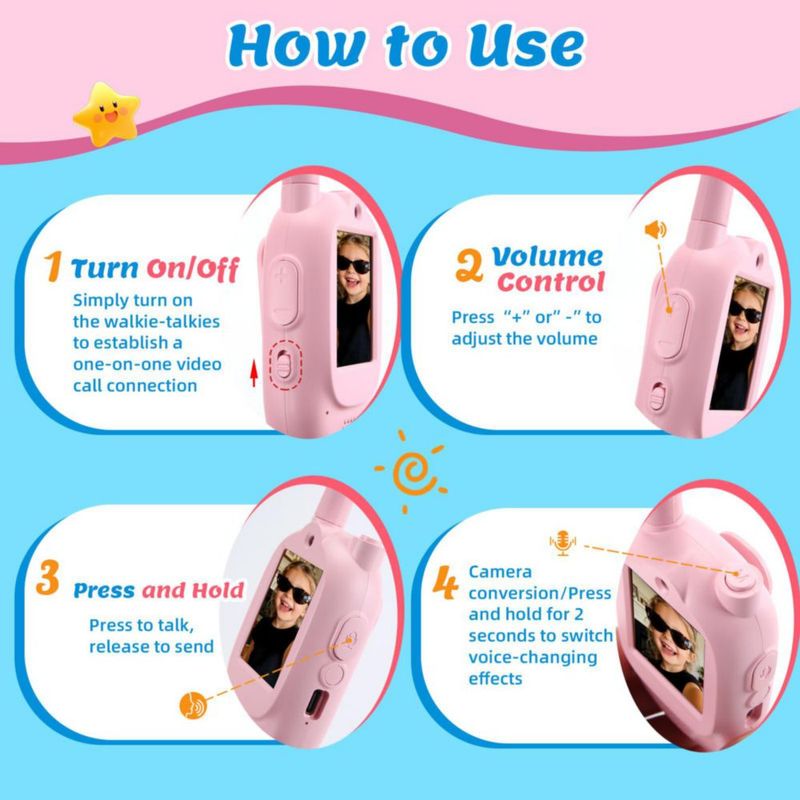 Walkie Talkies Zipvac 2 unidades con video chat alcance 500 m