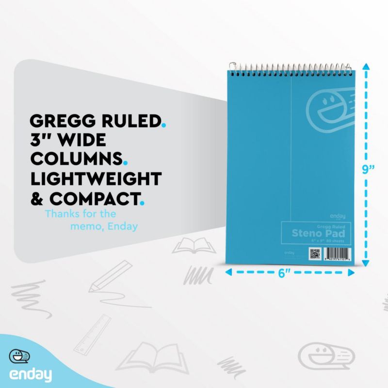 Bloc de notas Steno Enday 6 x 9 pulgadas 80 hojas paquete de 24 regla Gregg