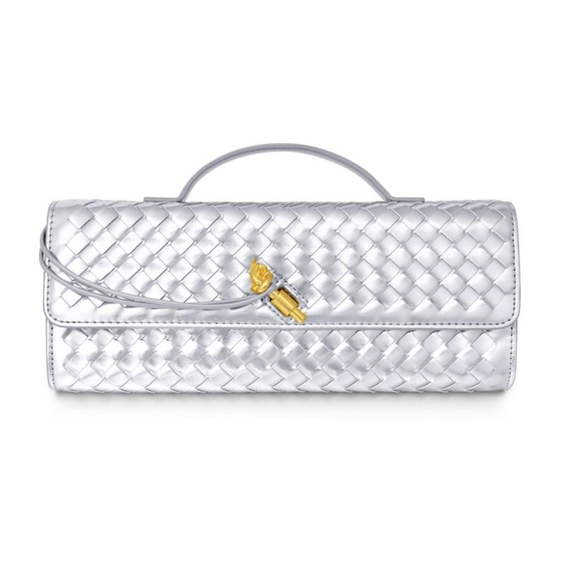 Bolso Joryin Tejido Plateado – Cartera y Bandolera