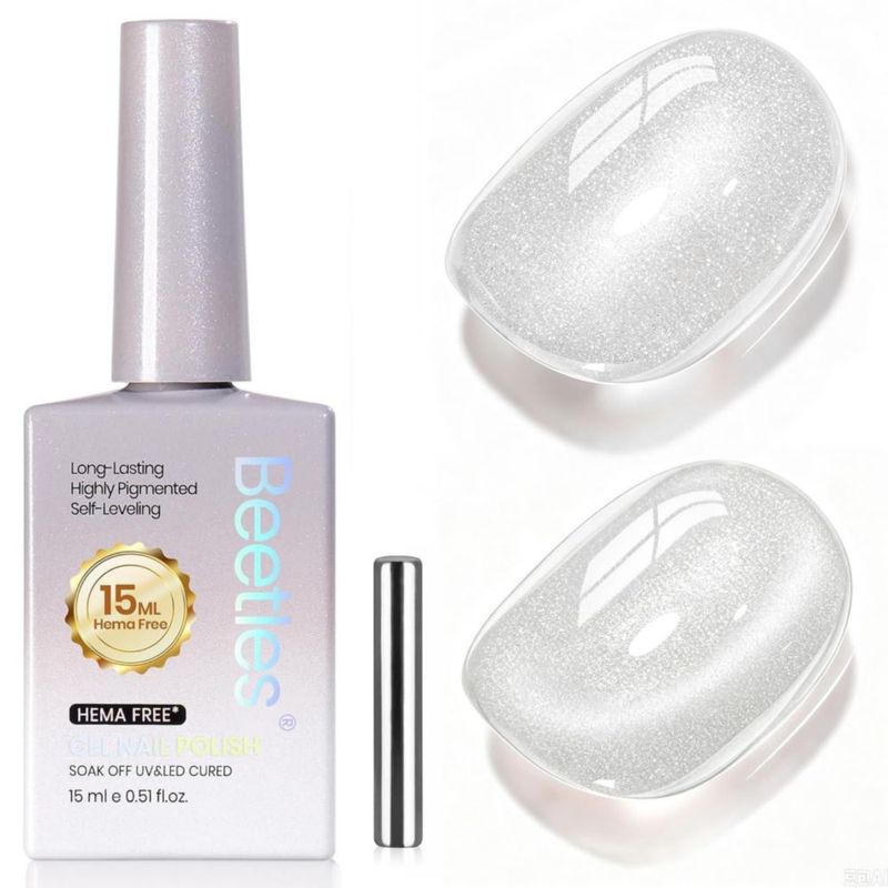 Esmalte de gel Beetles Lunar Silk Plateado 15 ml con purpurina