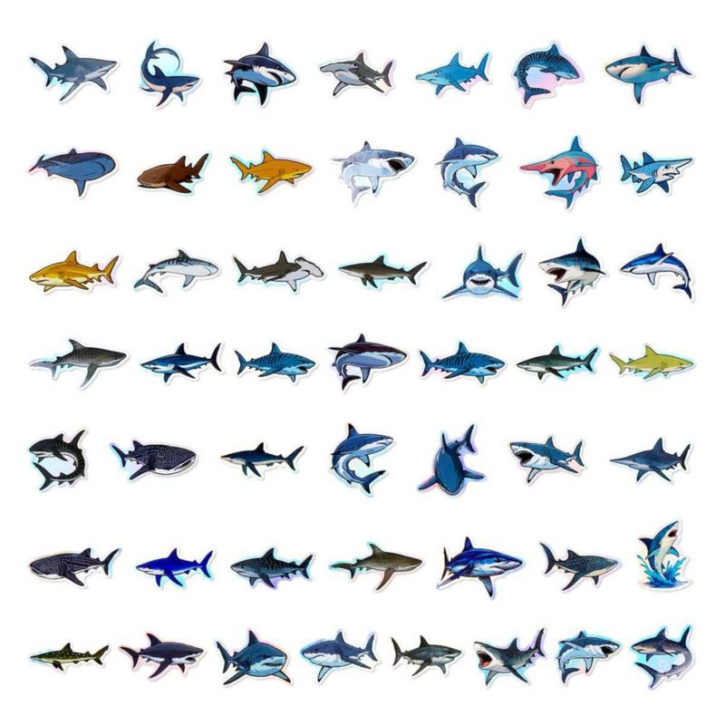 Set de 100 pegatinas holográficas de tiburón impermeables – FengHiLe