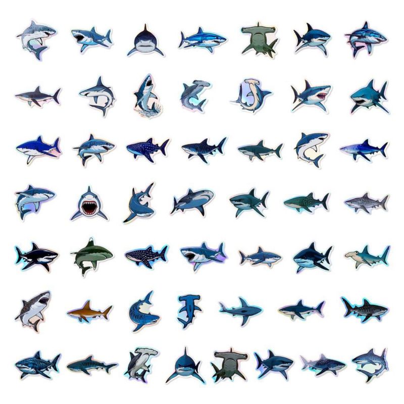 Set de 100 pegatinas holográficas de tiburón impermeables – FengHiLe
