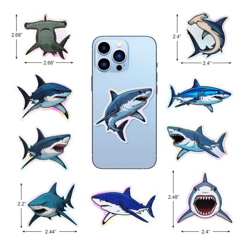 Set de 100 pegatinas holográficas de tiburón impermeables – FengHiLe