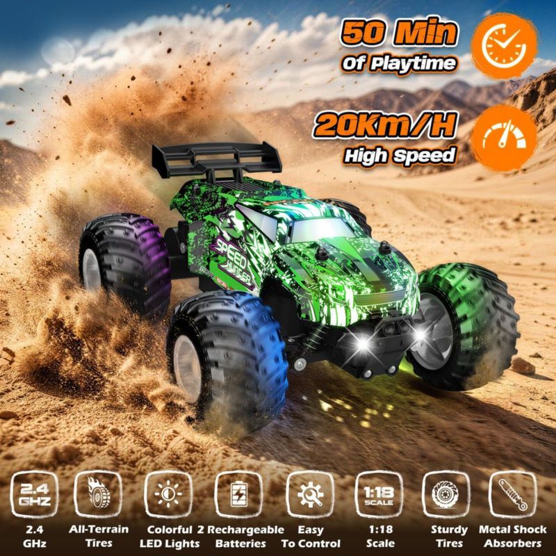 Coche RC HENEROAR 1:18 Todo Terreno con Luces LED