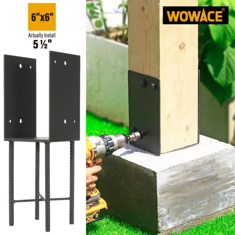 Soporte para Poste WOWACE 14 cm x 14 cm Acero Gris Oscuro 1 unidad