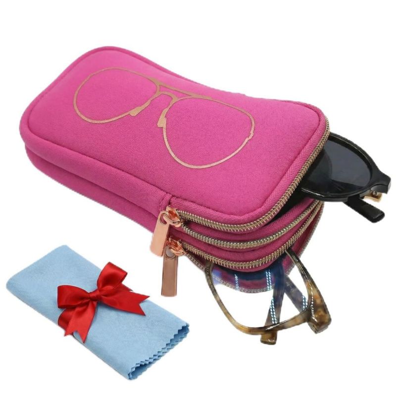 Estuche doble para gafas Thalirene 9x18x4 cm con paño