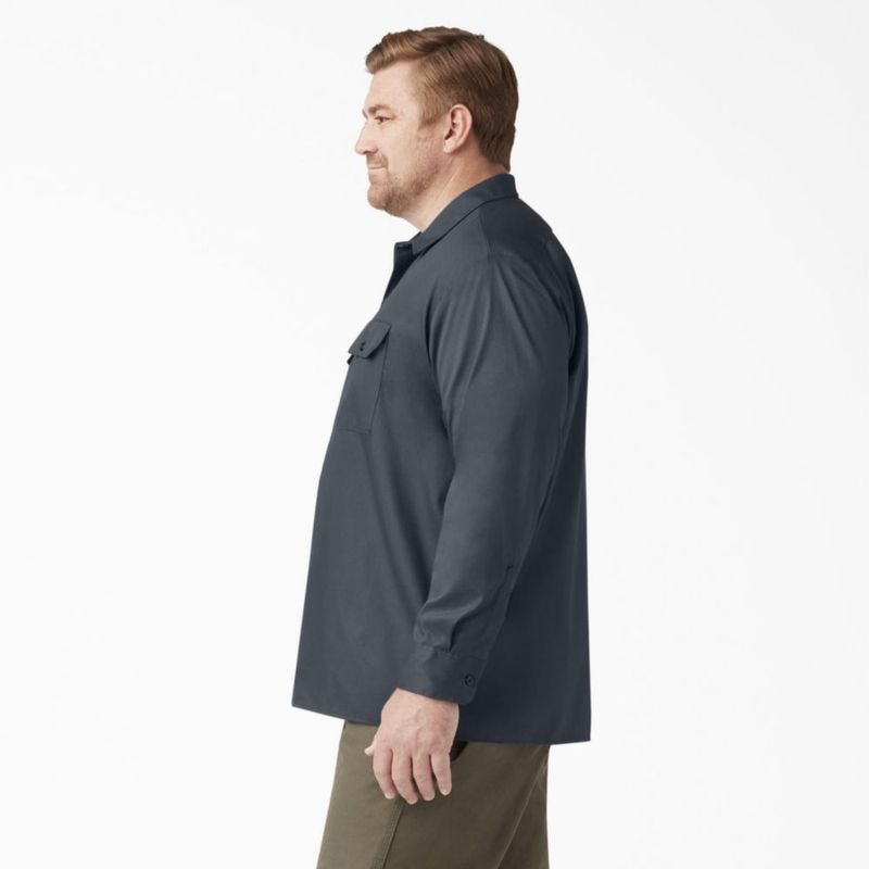 Camisa Dickies Flex 2X Gris Carbón de Manga Larga