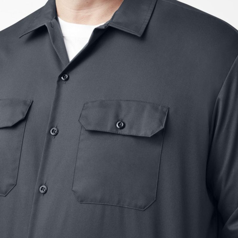 Camisa Dickies Flex 2X Gris Carbón de Manga Larga