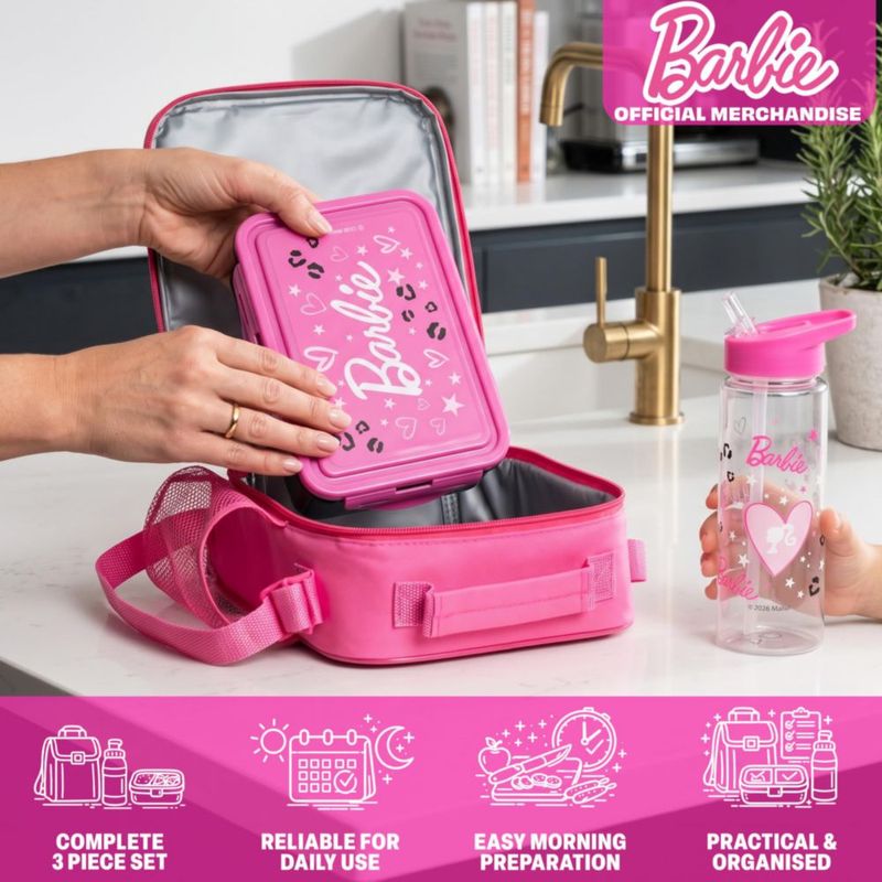 Set de 3 piezas Get Trend Barbie para loncheras de niñas