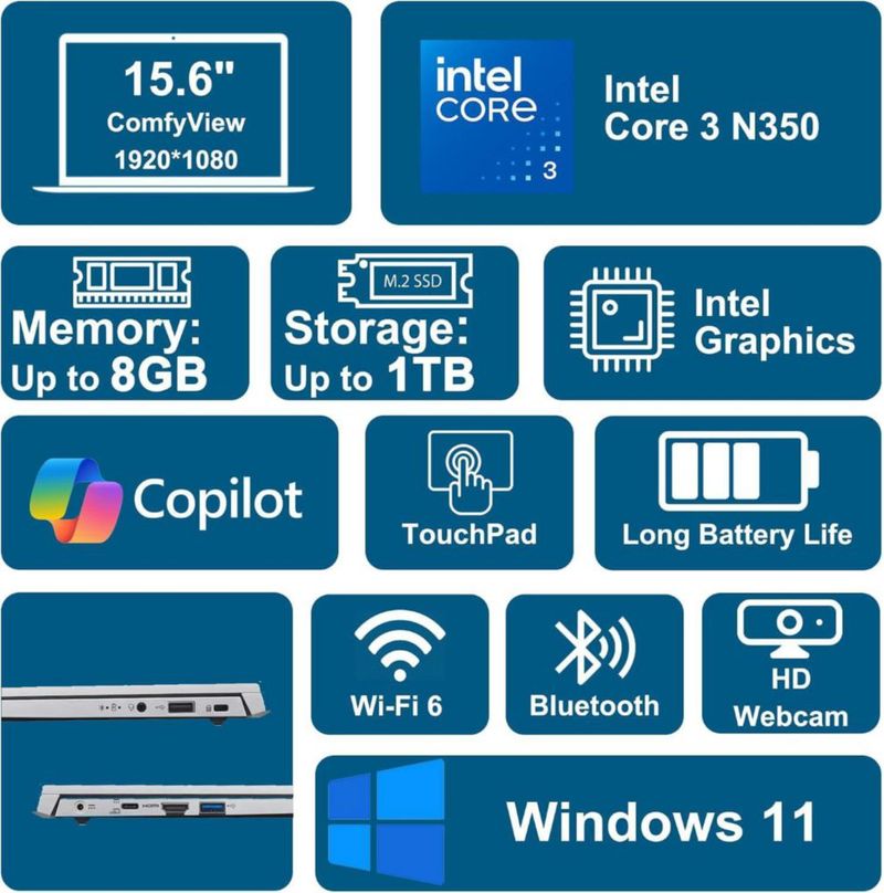 Portátil Acer Aspire Lite 156" 8 GB RAM 256 GB SSD Windows 11