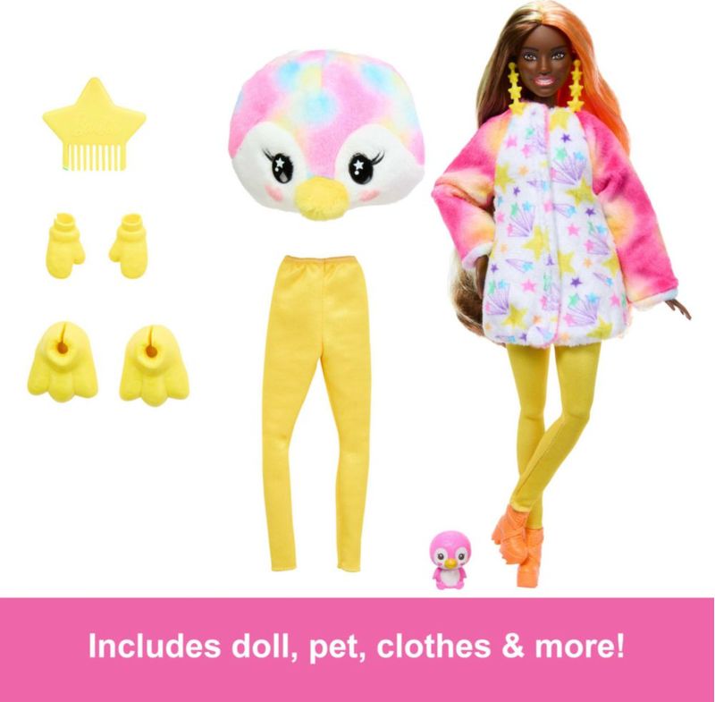 Muñeca Barbie Cutie Reveal Color Dream con disfraz de pingüino