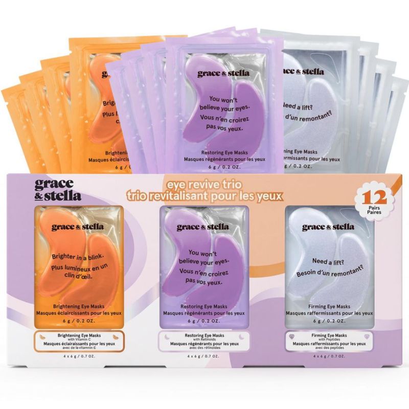 Parche para ojos grace & stella – Set de regalo de 12 pares en 3 colores