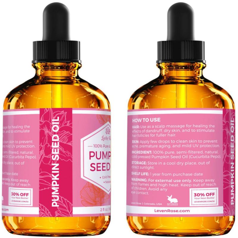 Aceite de semillas de calabaza Leven Rose 60 ml para el crecimiento del cabello la piel y las uñas