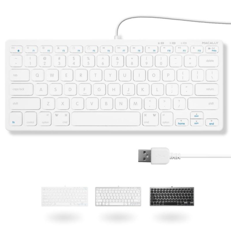 Teclado Macally de 78 teclas blanco USB cableado plug & play