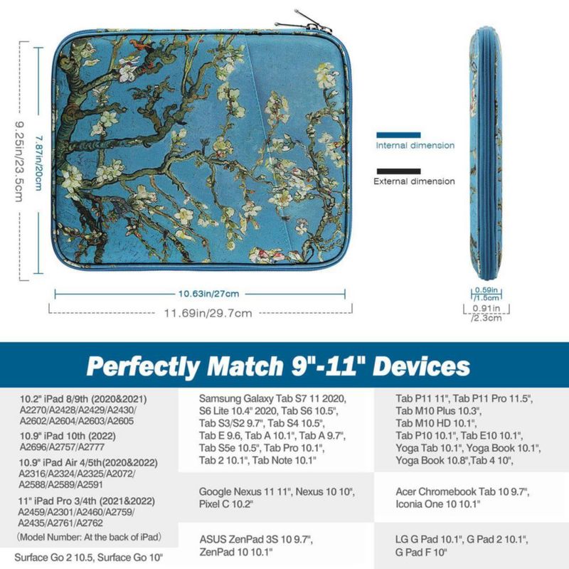 Funda para Tablet MoKo 25-28 cm con Bolsillo para Accesorios