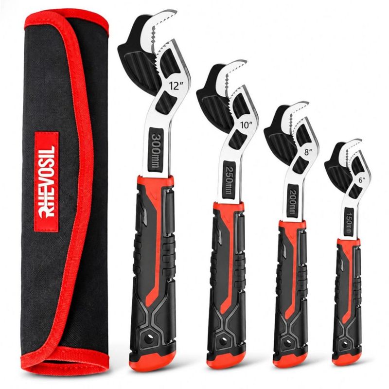 Juego de 4 llaves de tubo Rhevosil auto‑bloqueantes 6‑12"