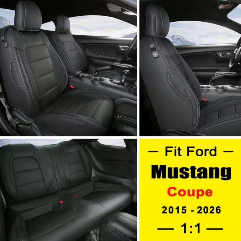 Funda de Asiento para Vehículo GIANT PANDA Ford Mustang 2015-2026 Negra