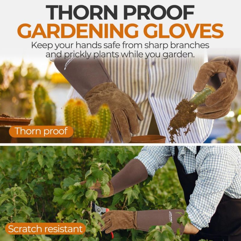 Guantes Protectores de Cuero de Piel de Cerdo HANDLANDY a Prueba de Espinas