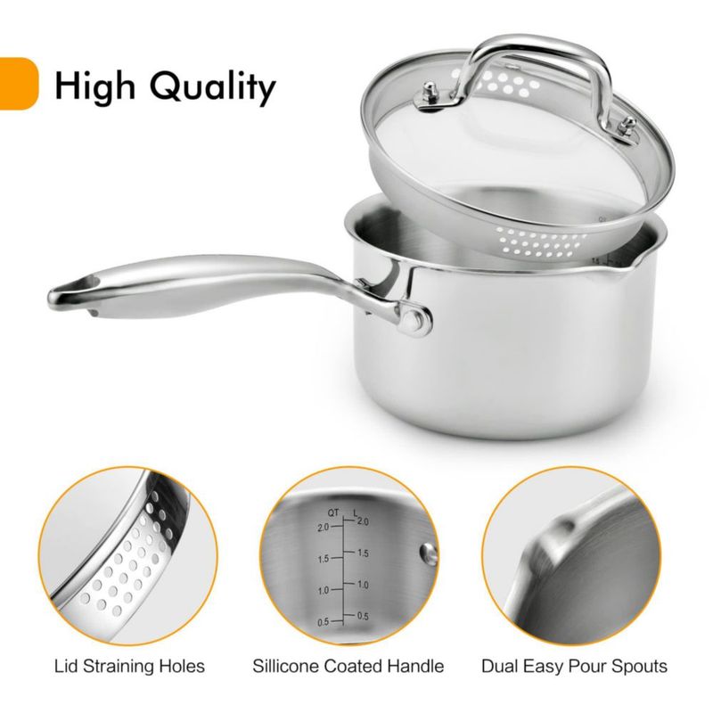 Olla para Cocinar Cyrosa 3.5 QT Acero Inoxidable con Vaporera y Tapa