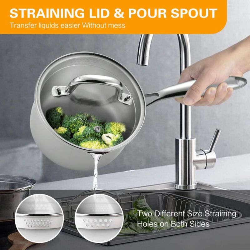 Olla para Cocinar Cyrosa 3.5 QT Acero Inoxidable con Vaporera y Tapa