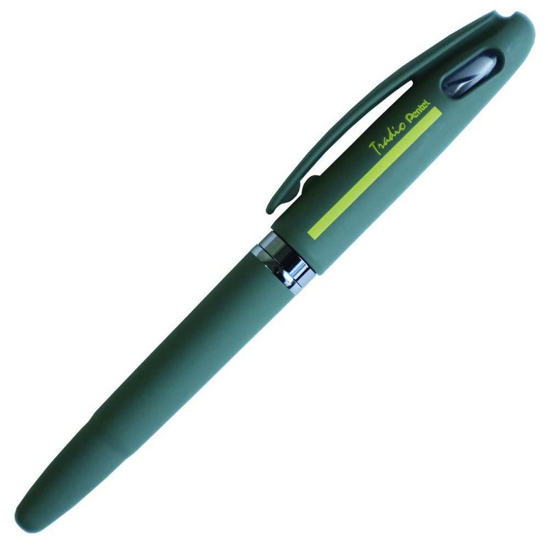 Pluma Estilográfica Pentel Tradio TRF99D-C Caqui Mate con Tinta Azul Borrable